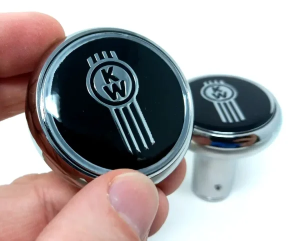 kenworth-black-kw-vintage-style-air-brake-valve-knobs-chrome-metal emblems