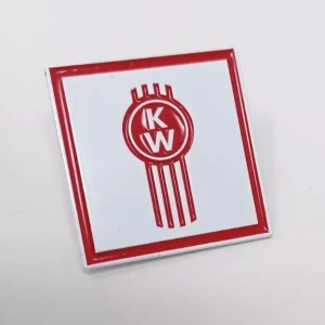kenworth-kw-emblem-lapel-enamel-hat-pin-peterbilt-mack-metal-solid-white-plate