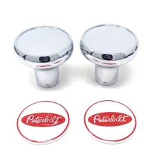 peterbilt-air-valve-brake-3-knob Peterbilt-air-valve-brake-knob-chrome-tractor-trailer-white-red-metal-emblem