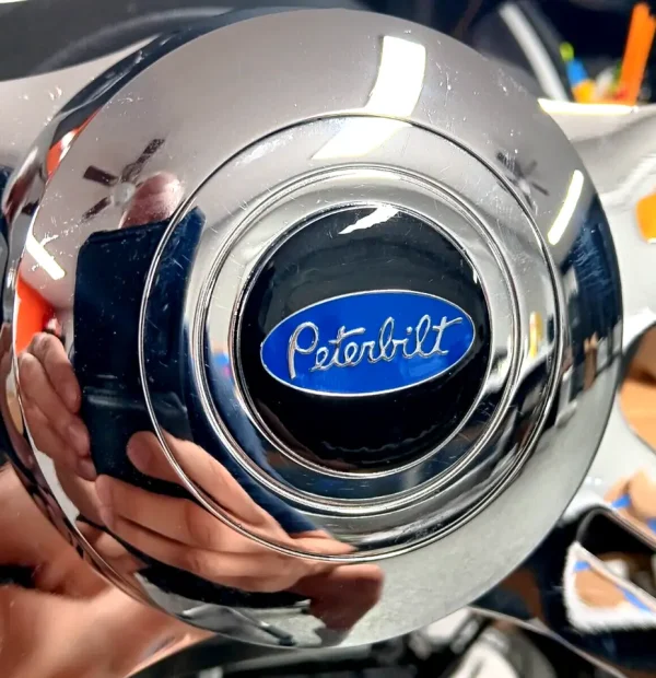 peterbilt-steering-wheel-horn-1-button peterbilt-steering-wheel-horn-button-metal-emblem-3m-blue