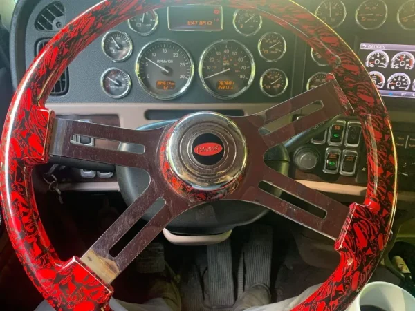 peterbilt-steering-wheel-horn-button-metal-emblem-3m-red-black-1.5-inches